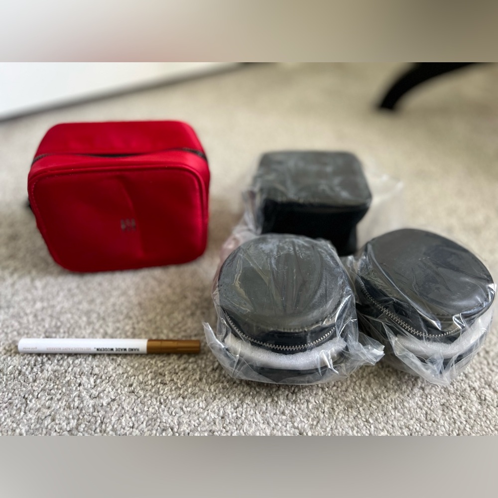 HERA Red and Black Cosmetic Bag Lot